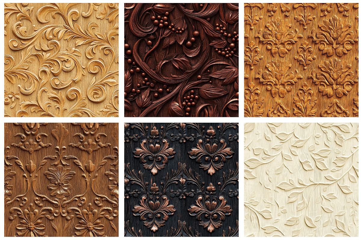 Carved Wood Digital Paper, a Texture Graphic by designcity5 (Photo 4 of 5)