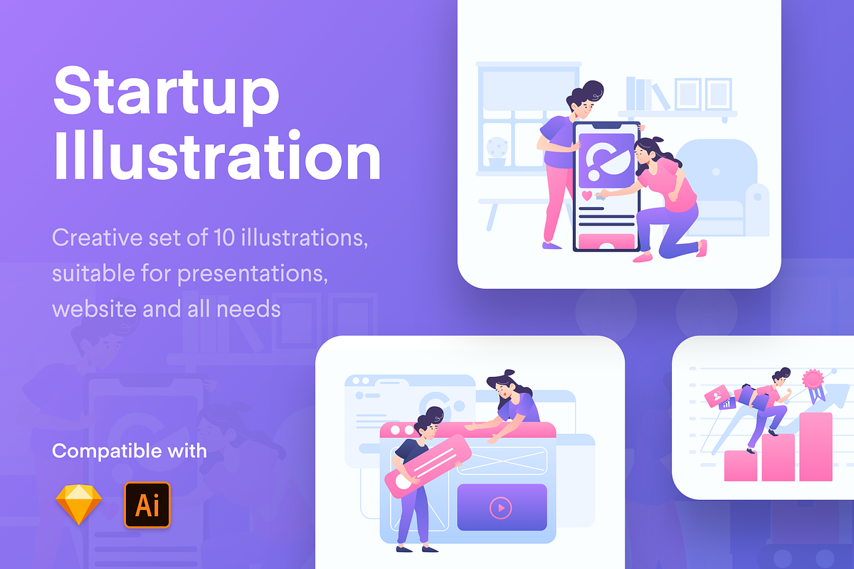 Start Up Illustration Kit, a Templates & Theme by Designspace (Photo 1 of 5)