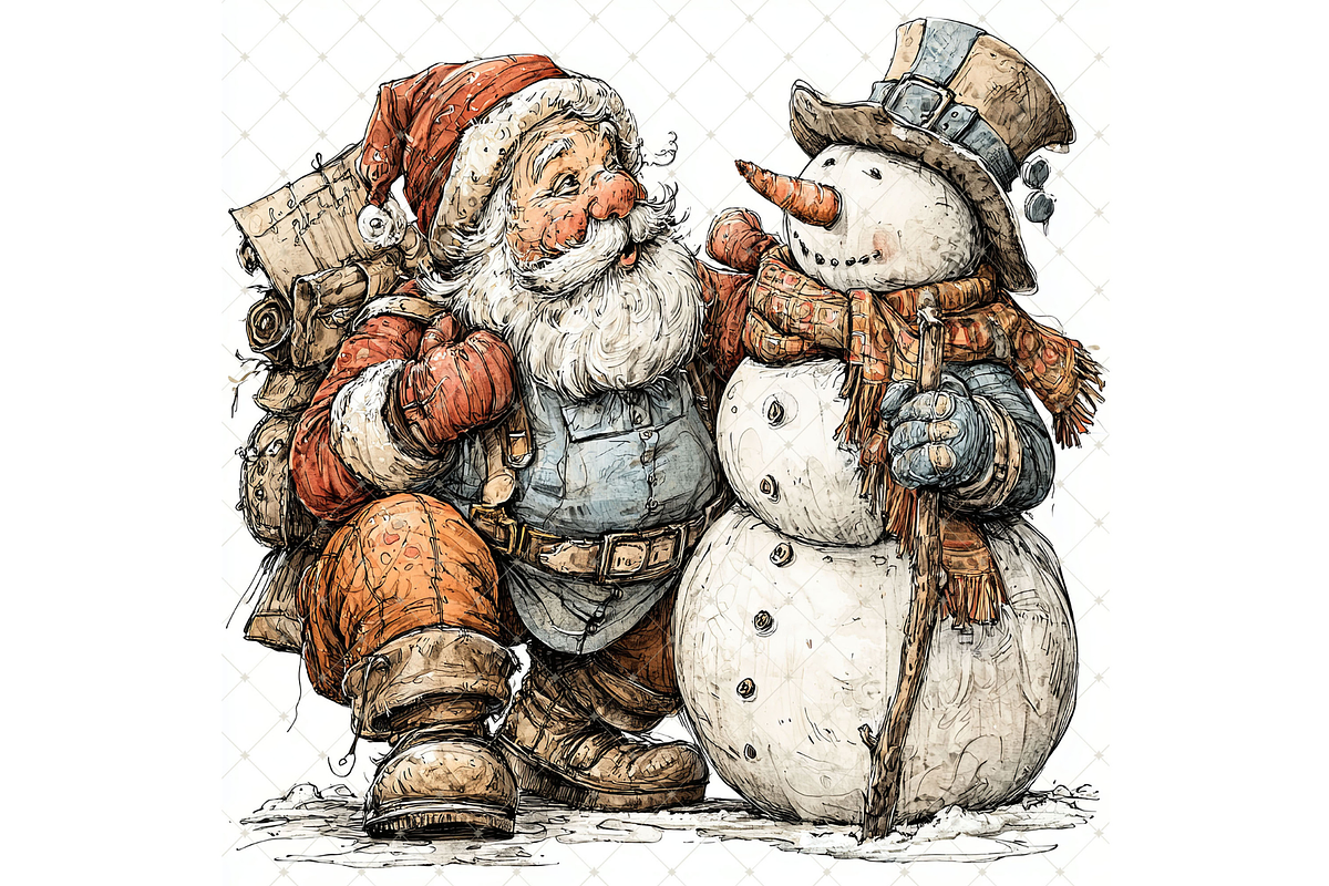 Santa and Snowman Clipart JPG, a Seasonal Illustration by Memories By Lea (Photo 15 of 18)