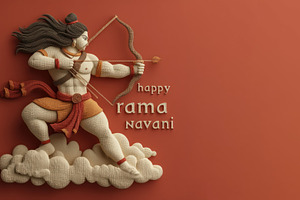 Happy Rama Navami illustration of Lord Rama drawing bow while st, a Holiday Photo by José Manuel Gelpi