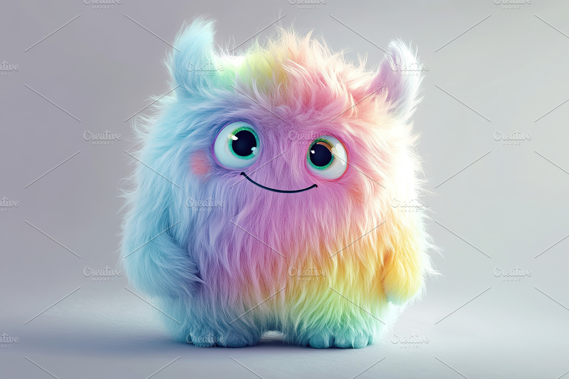 Illustration of funny cartoon monster on grey background. Hallow, an Abstract Photo by AlyaAnd