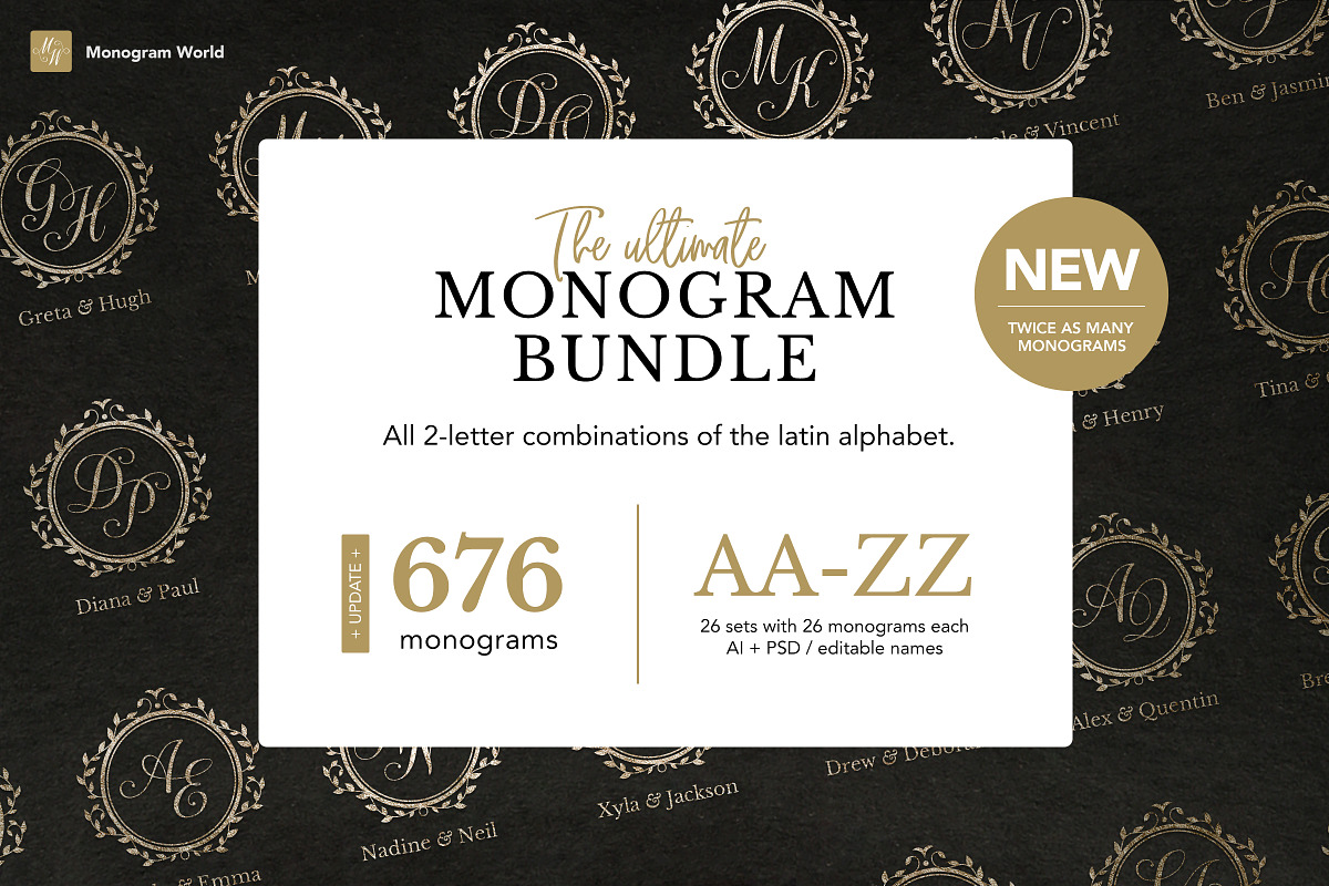 Wedding Monogram Bundle, a Branding & Logo Template by Monogram World (Photo 1 of 9)