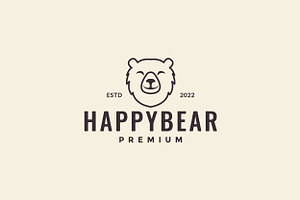 head bear cute line cheerful logo, a Branding & Logo Template by devastd