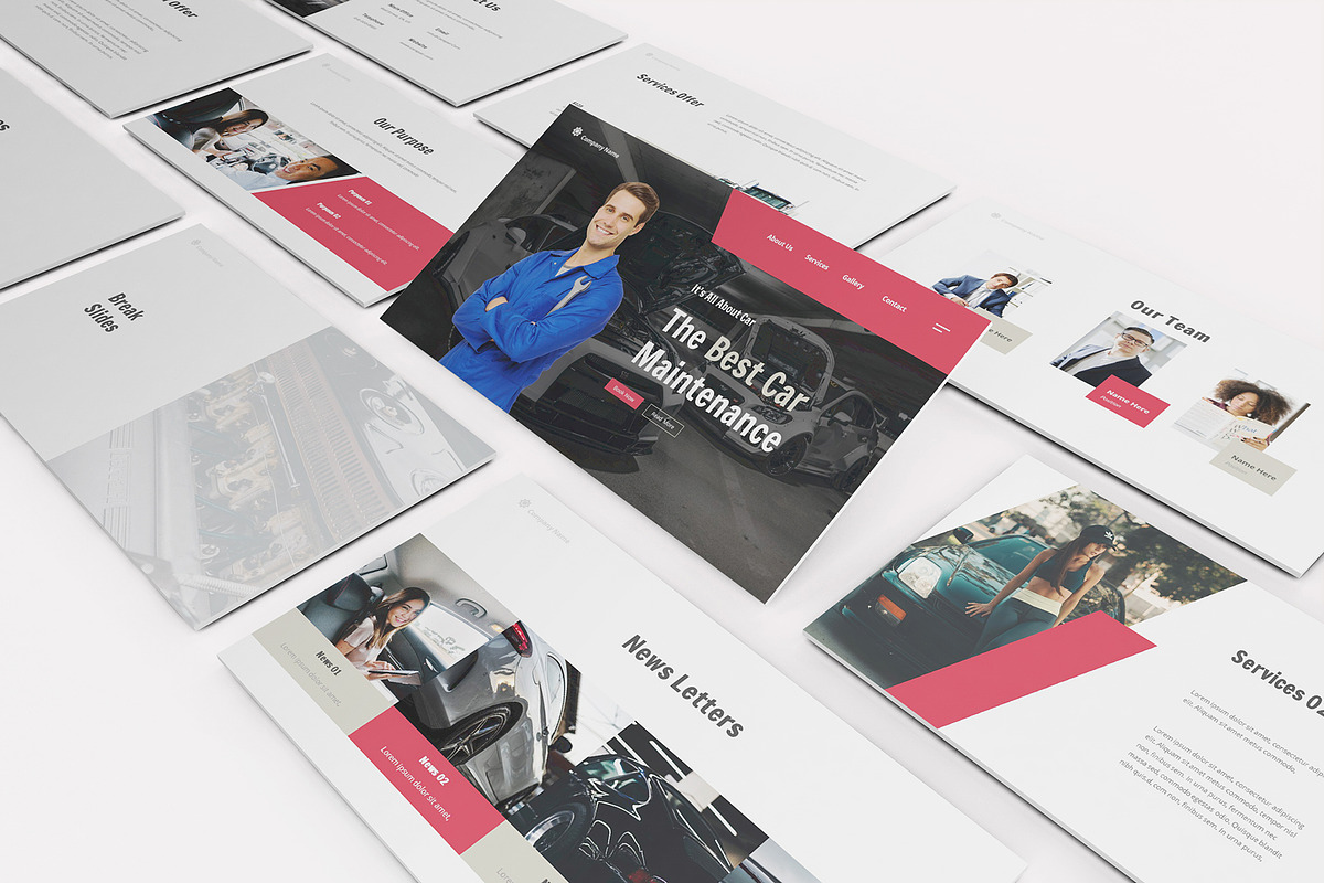 Car Repair Powerpoint Template, a Presentation Template by Formatika Studio