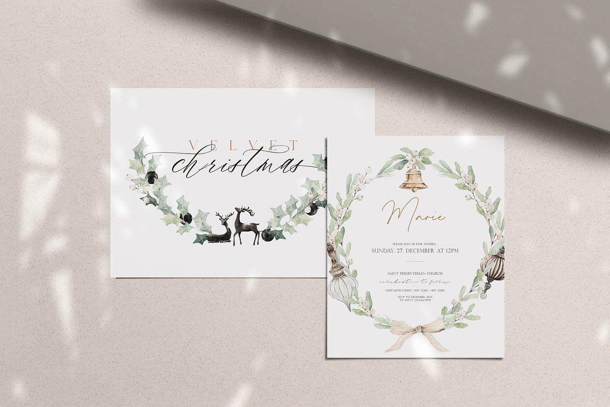 Watercolor Clipart-VELVET CHRISTMAS, a Decorative Illustration by Beigetime (Photo 17 of 17)