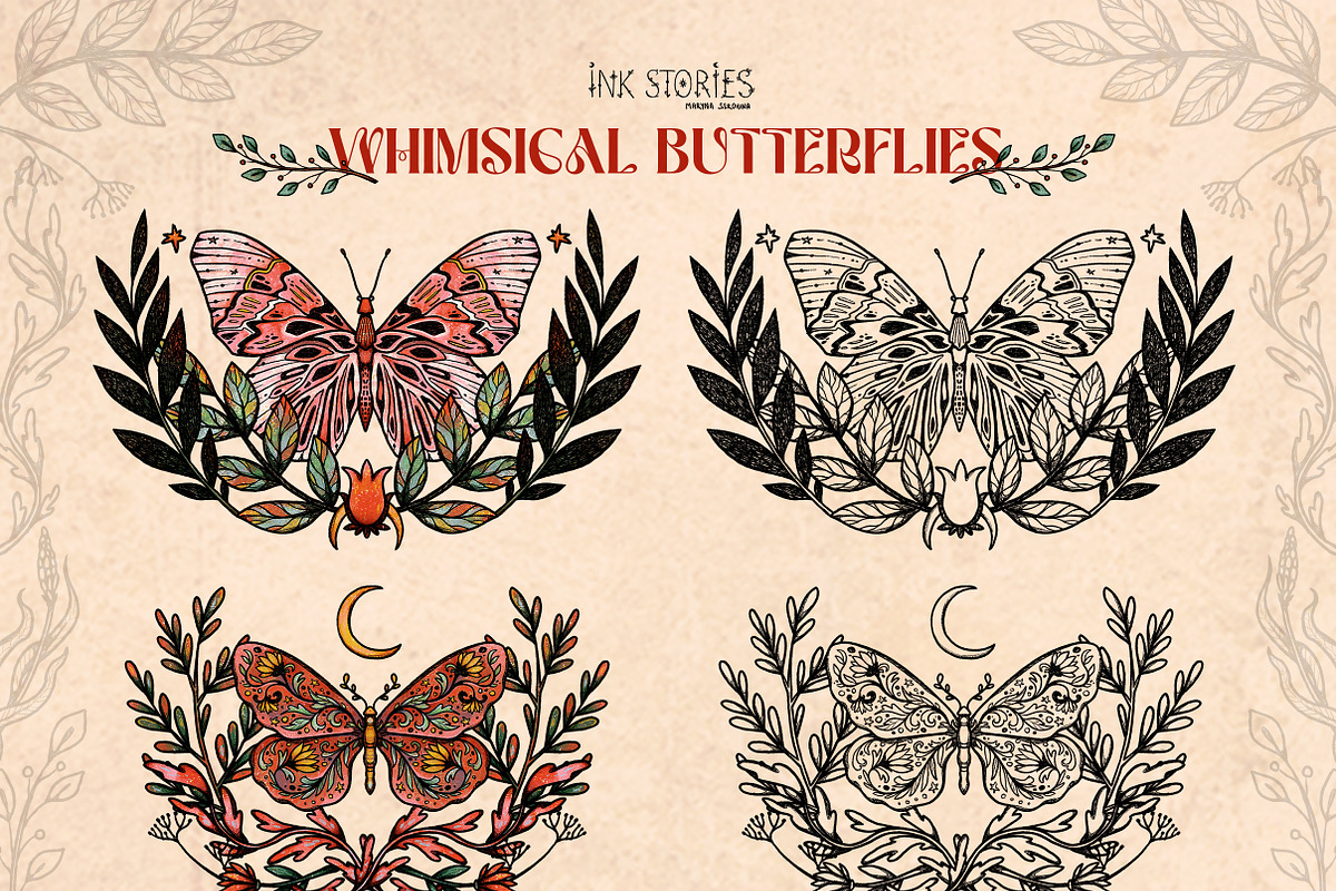Whimsical Butterflies Boho Aesthetic, an Animal Illustration by Ink Stories (Photo 5 of 15)