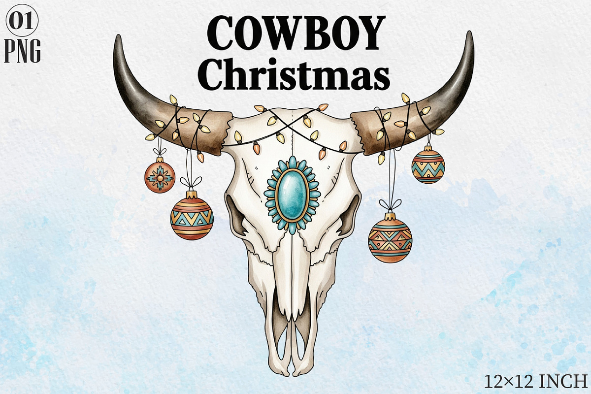 Bull Skull Cowboy Christmas Sublimat, a Graphic by Libby Wishes (Photo 1 of 6)