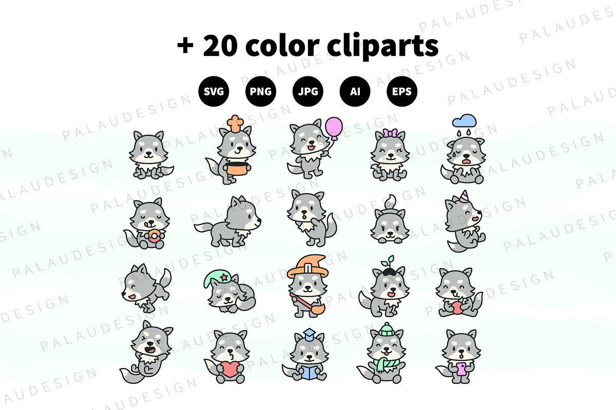 Cute Wolf Characters, an Animal Illustration by Palau (Photo 8 of 10)