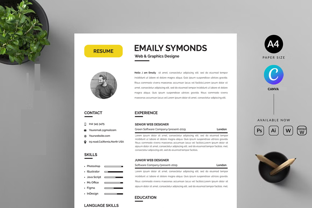 Resume with Picture, a Resume Template by Blackcloud_Creations (Photo 1 of 6)