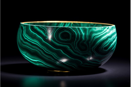 Green Malachite stones bowl, a Nature Photo by Ylivdesign