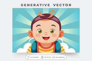 A cheerful baby with big eyes and a, a Graphic by Iftikhar Alam