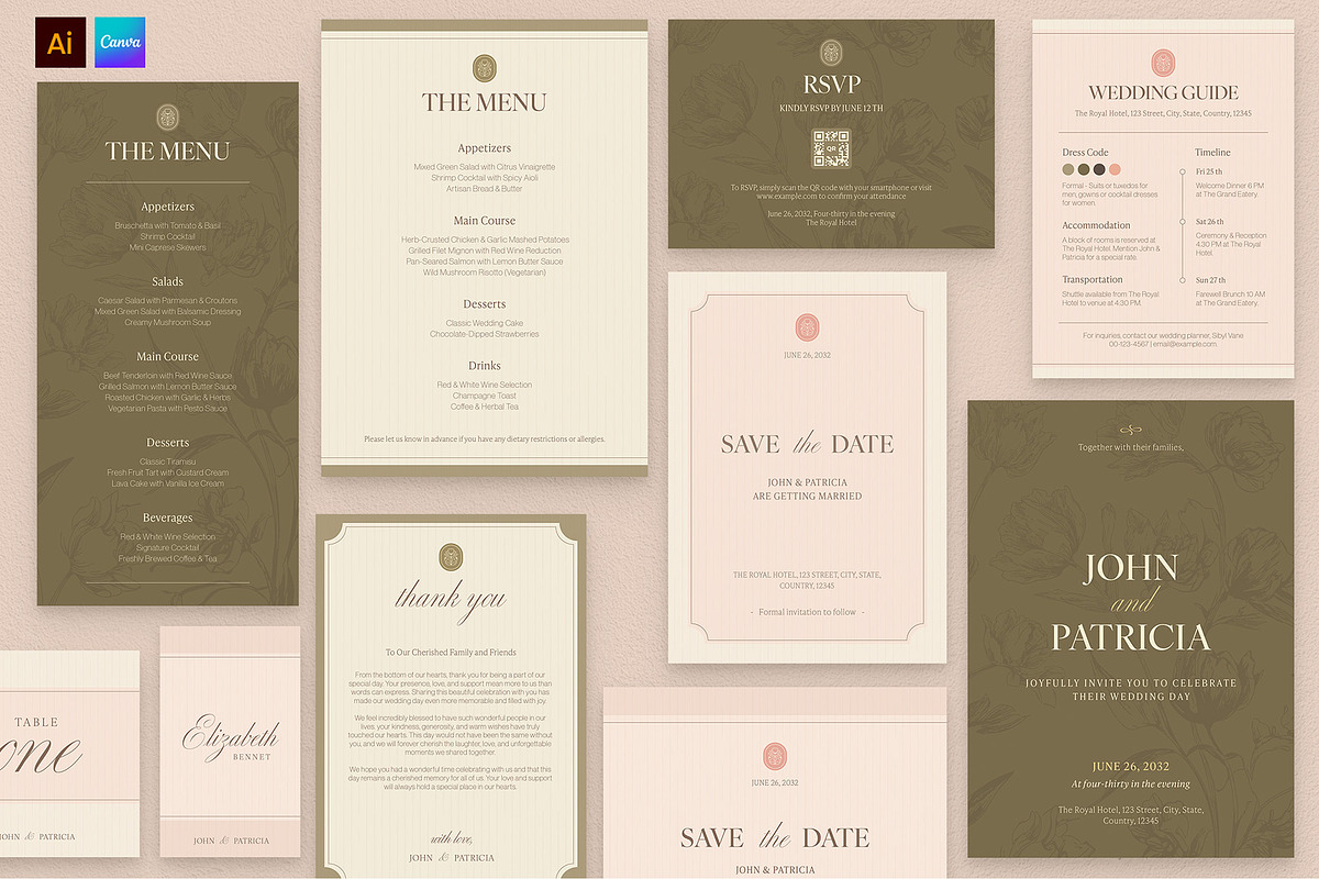 Wedding Invitations Set, a Stationery Template by BrandPacks (Photo 1 of 9)