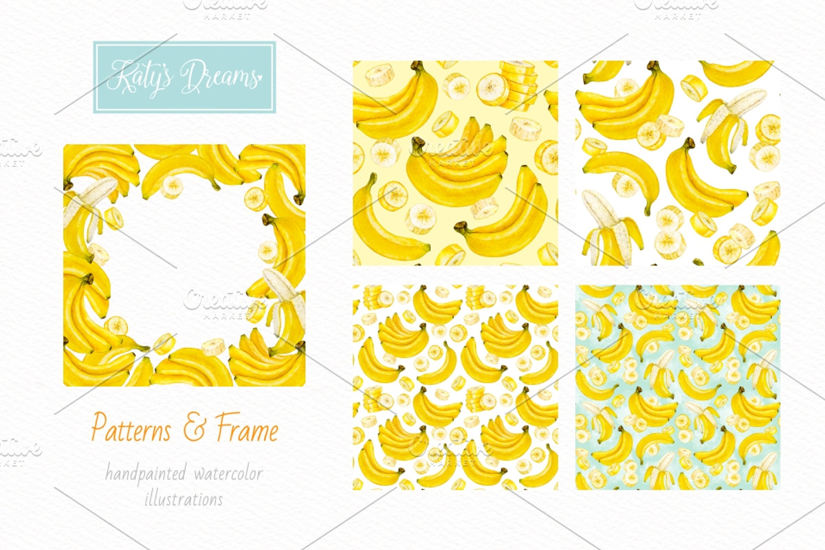 Banana. Watercolor., a Food Illustration by Ekaterina Mikheeva (Photo 3 of 4)