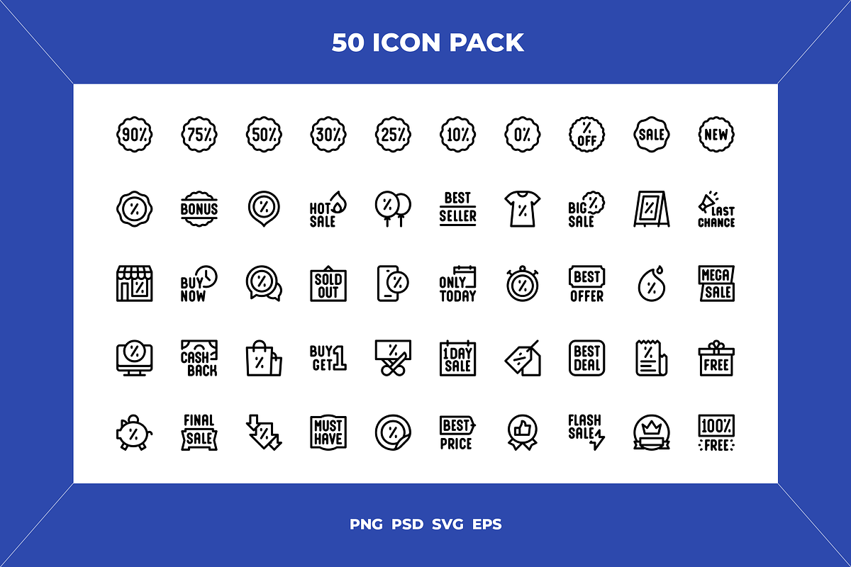 Offer and discount icons, an Outline Icon by Wencory (Photo 1 of 2)