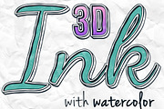 3D Ink Watercolor Actions - 300DPI, an Action Add-On by survivor (Thumbnail 1 of 6)
