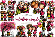 watercolor-valentine couple clipart, an Illustration by CreationArt (Thumbnail 1 of 5)
