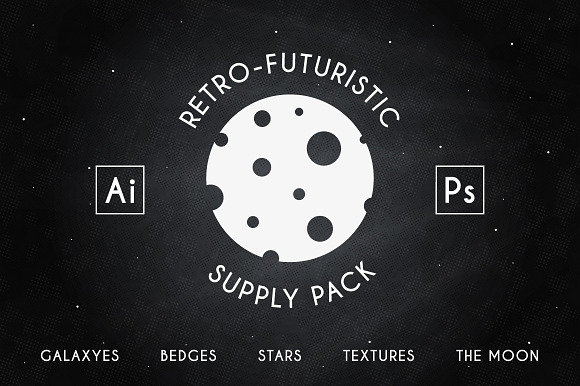 Retro-futuristic badges and supplyes preview 6