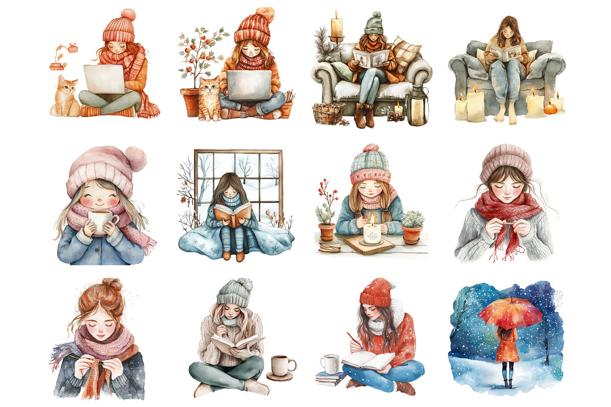 Daily Routine Winter Girl, an Illustration by Design Market (Photo 3 of 3)