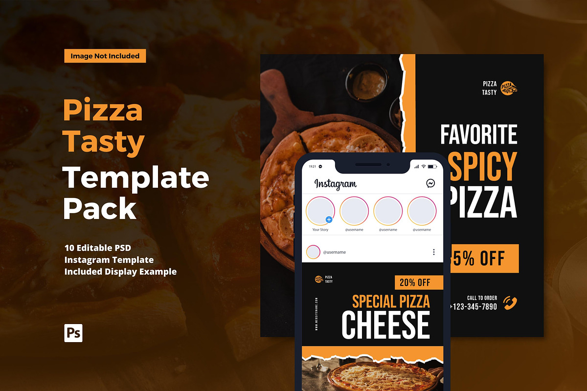 Pizza Tasty Instagram Post, a Social Media Template by CavenArt (Photo 1 of 5)