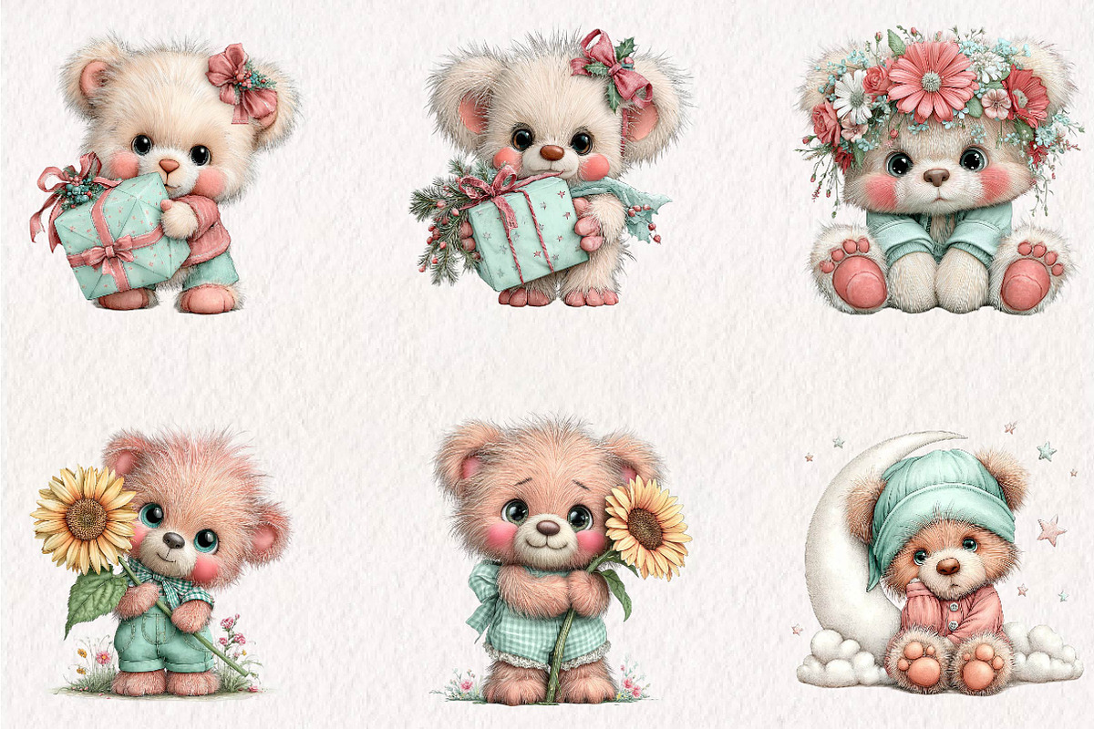 Cutie Bear Clipart Bundle, a Seasonal Illustration by CreationArt (Photo 4 of 7)