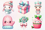 Kawaii Pink Mint Christmas Clipart, an Illustration by Dream Creation (Thumbnail 4 of 7)