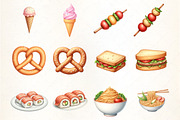 Watercolor Street Food Clipart, an Illustration by CrexoraLab (Thumbnail 1 of 5)