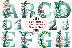 Foxglove spring Alphabet Png, an Illustration by RobertsArt