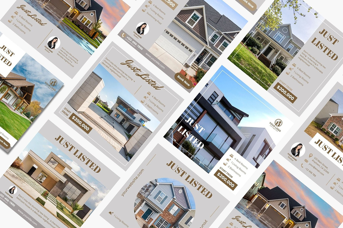 9 Just Listed Real Estate Templates, a Social Media Template by TemplatePlus.net (Photo 4 of 7)