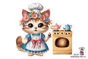 Cooking Cat Clipart PNG Bundle, a Graphic by Clipart Bloom (Thumbnail 4 of 12)