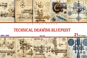 Technical Drawing Blueprint, a Background Graphic by Printable Treasure (Thumbnail 1 of 3)