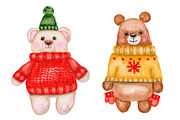 Watercolor Christmas deer and bears, an Animal Illustration by Olha's watercolor (Thumbnail 7 of 8)