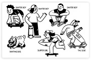 36 Skateboarding Elements x2 Styles, a Graphic by monkik (Thumbnail 13 of 25)