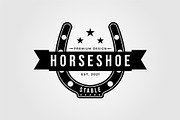 vintage horse stable, horseshoe logo, a Graphic by Rizkaarishandy_shop (Thumbnail 2 of 2)