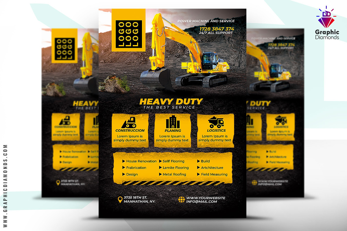Construction Equipment Rentals Flyer, a Flyer Template by GraphicDiamonds (Photo 1 of 6)