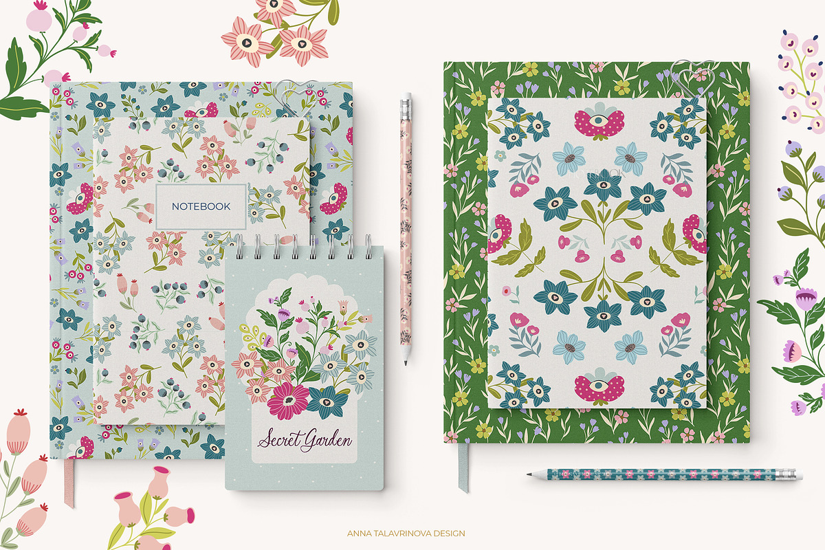 Whimsical garden clipart & pattern, a Graphic by Cozy pattern shop (Photo 4 of 7)
