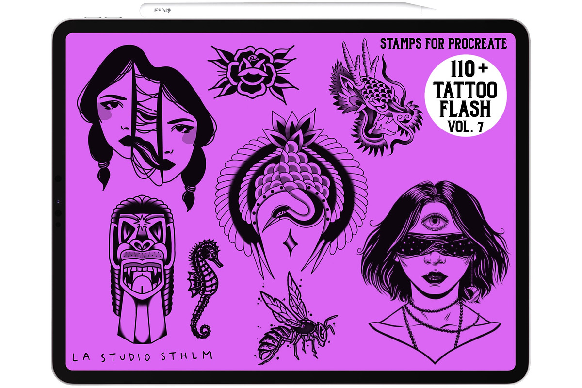 Tattoo Flash Vol. 8 - Procreate Stamp Set