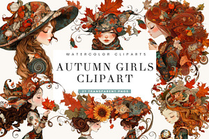 Whimsical Autumn Girls Clipart, a Person Illustration by BusyDaydesign