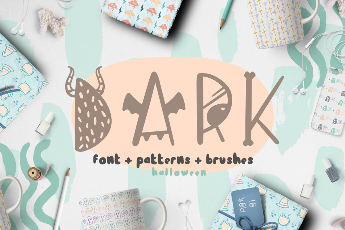 Dark font + patterns, brushes, MORE!