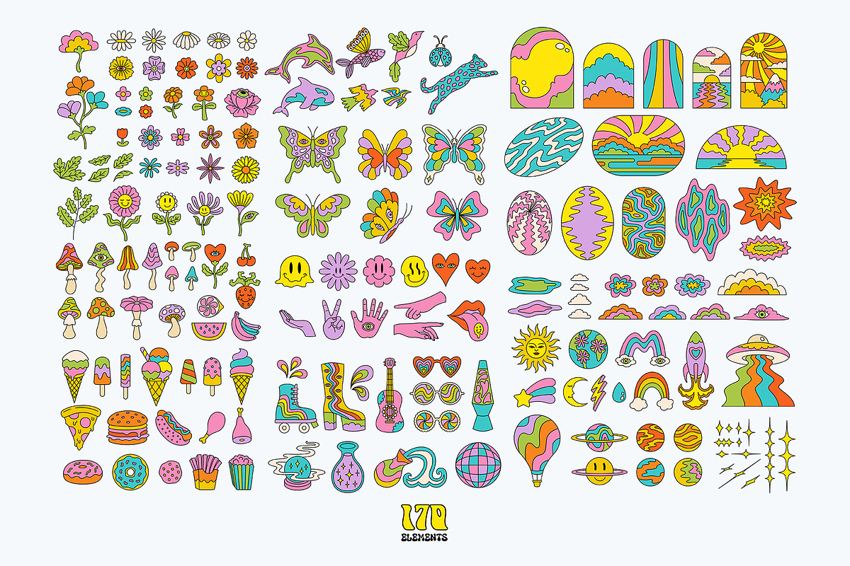 Groovy Universe Illustration Pack, an Illustration by The Isian (Photo 2 of 10)