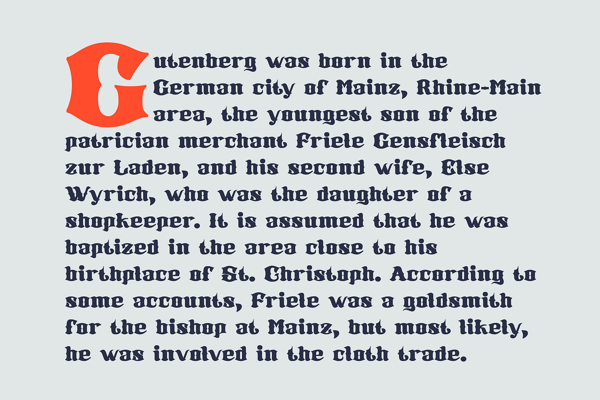 Westland blackletter font preview 4
