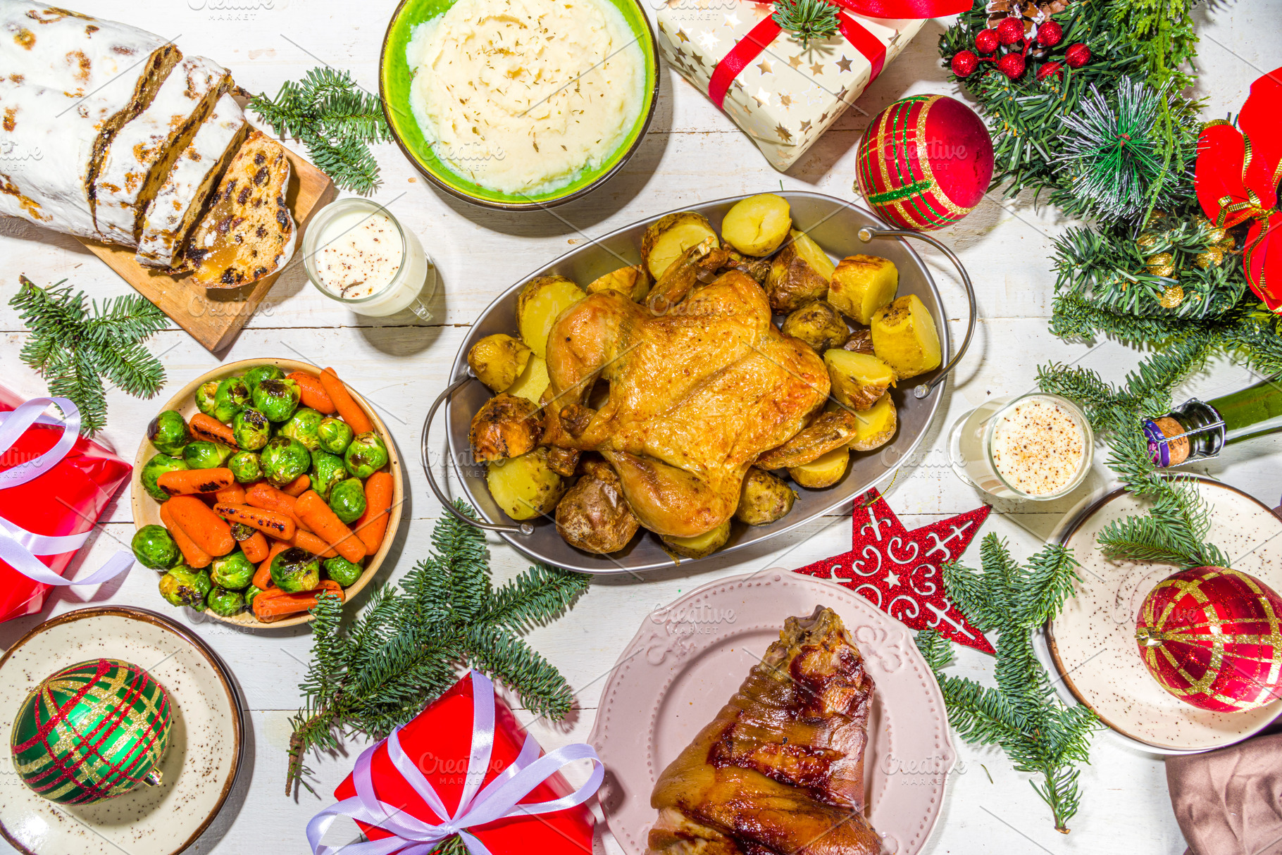 Festive Christmas dinner table, a Food & Drink Photo by Rimma