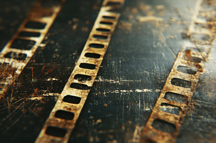 Vintage film strips with heavy scrat, a Photo by Iftikhar Alam