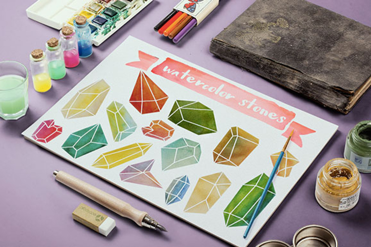 Watercolor illustration rubies, an Illustration by KULISTOV