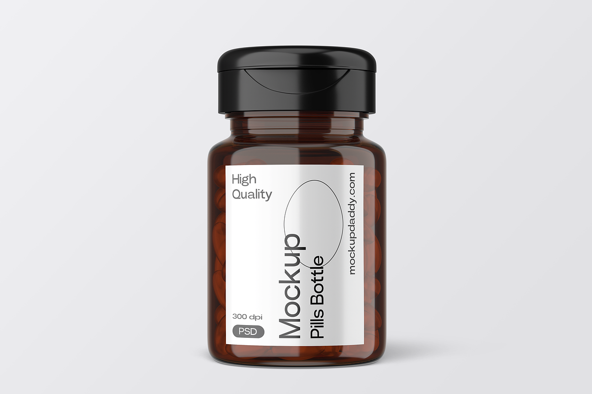 Mini Pill Bottle Mockup with Cap, a Cups & Container Mockup by Mockupdaddy (Photo 3 of 27)