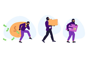 Male thief wearing black mask stole, a Finance Illustration by Vectorbuum