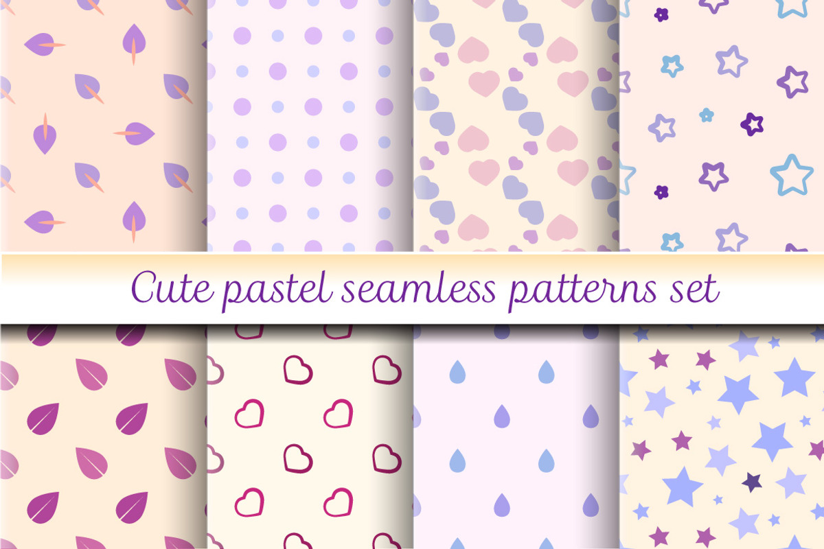 Cute pastel seamless patterns set, a Pattern Graphic by Graphic Magic