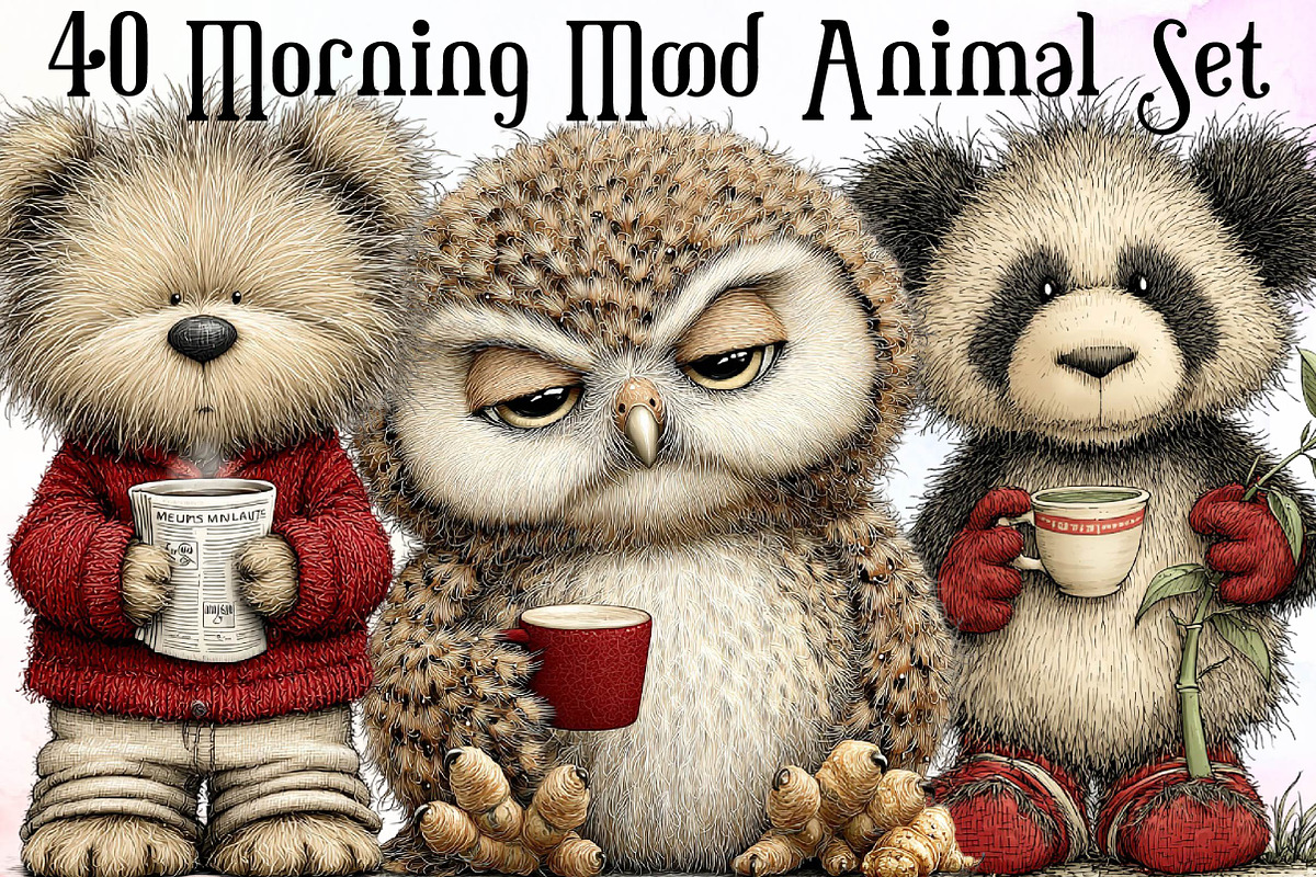 Morning Mood Animal Clipart, an Illustration by Sublimation Artist (Photo 1 of 6)