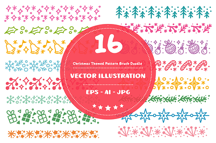 Set of Christmas Pattern Doodle