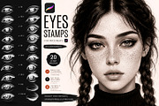 Realistic Eyes Stamps for Procreate, a Brush Add-On by sundrameda (Thumbnail 1 of 5)