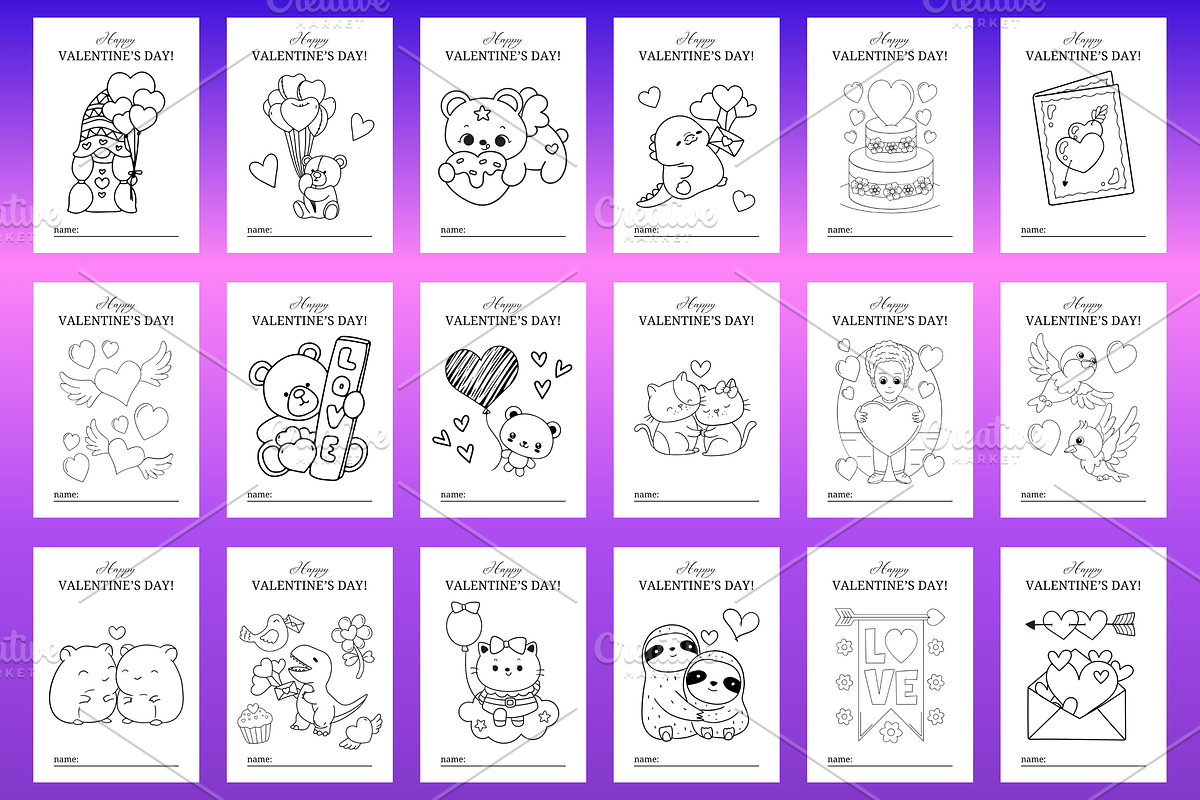 Valentine's Day Coloring Book, a Print Template by Art's and patterns (Photo 4 of 9)